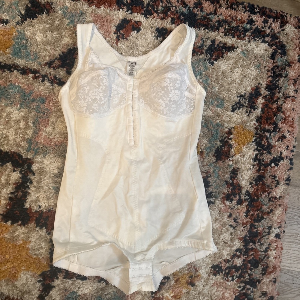 Vintage Underscore One Piece Shapewear Women's Size 40B White Nylon Spandex